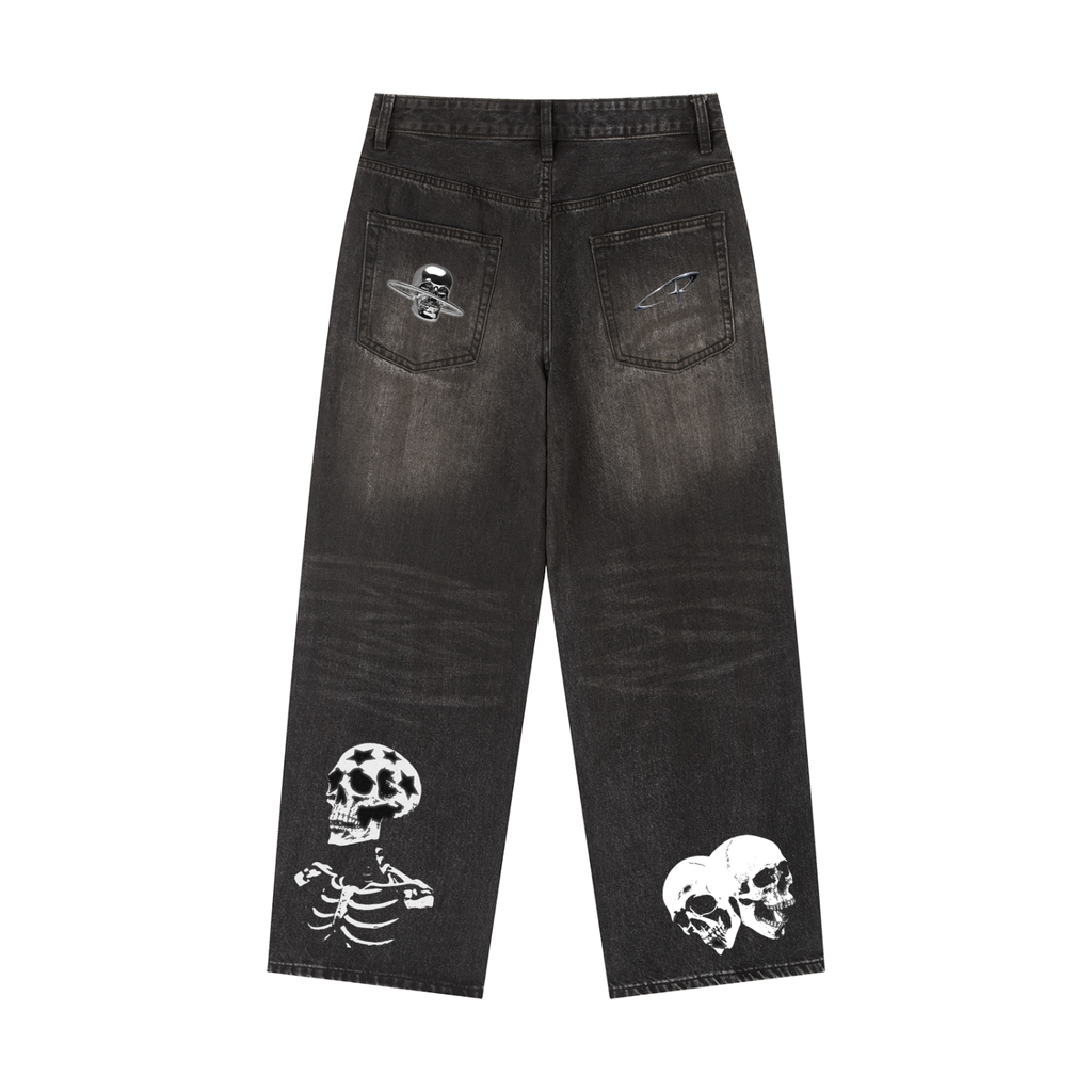 pants,jeans,denim,baggy,skeleton