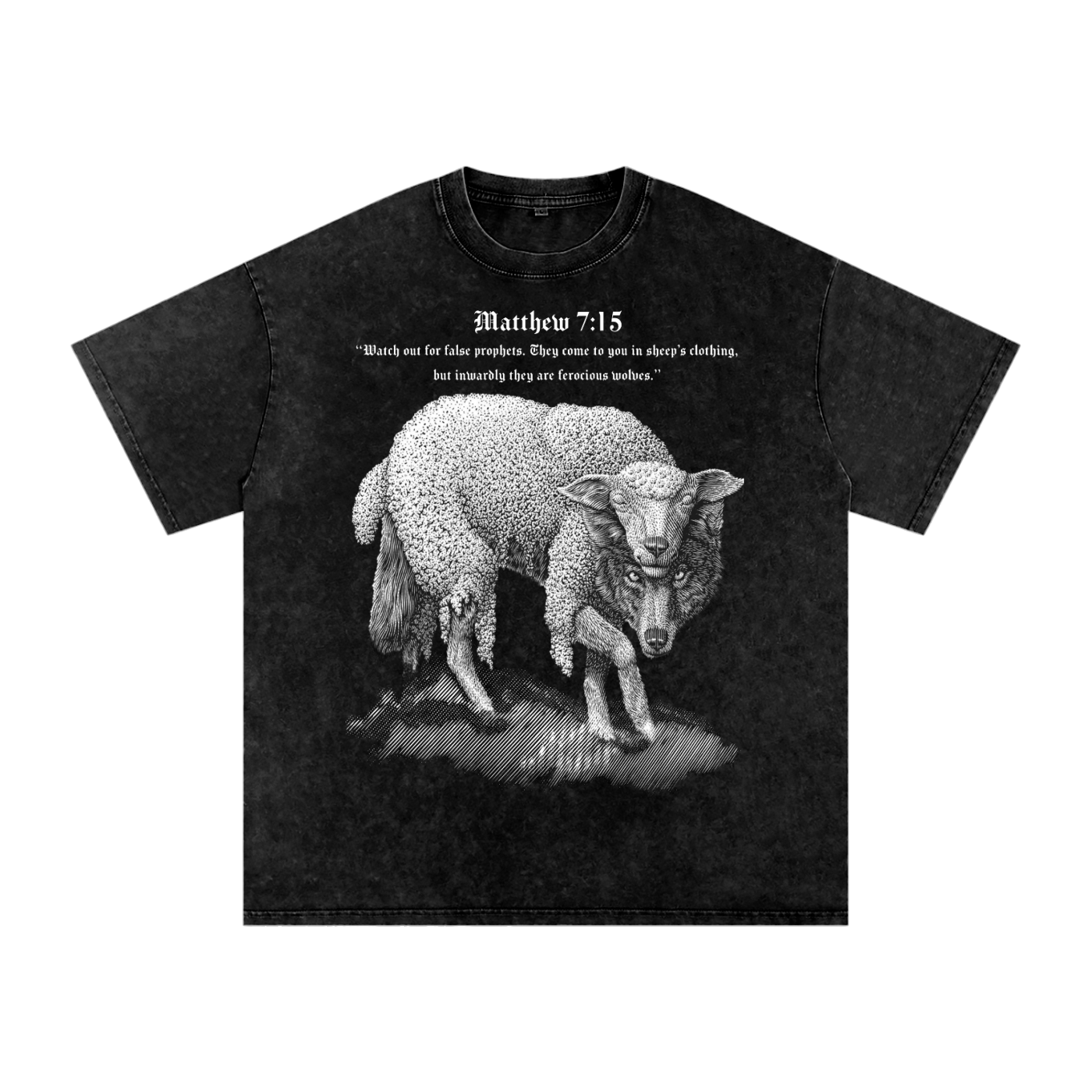Wolf Disguised Core. Snow Washed Oversized Cotton T-Shirt.